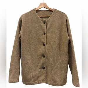 Green Brand Recycled Equestrian 90’s Educator Tan Knit Cardigan Medium Academia